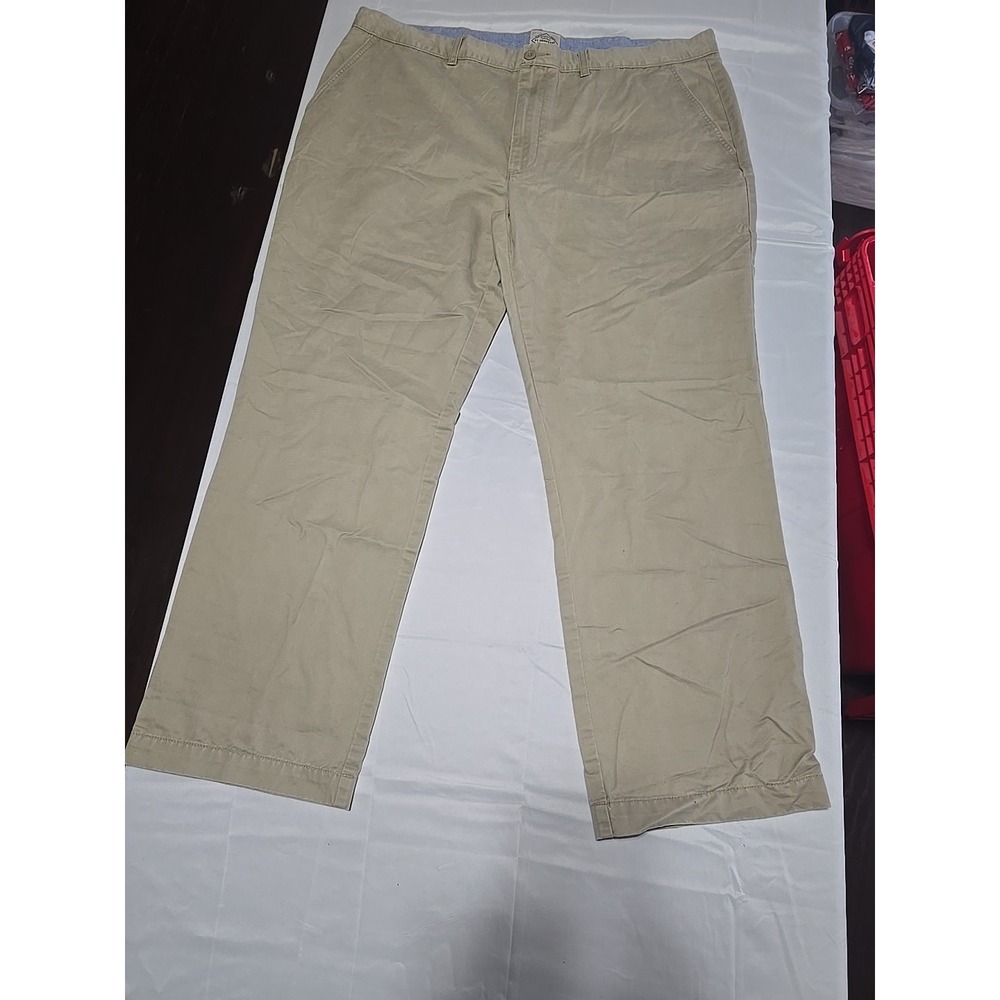 St Johns Bay‎ Pants Men's 42x32 Relaxed Fit  Khaki Flat Front Straight Leg A3234